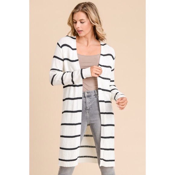 likeNarly Sweaters - Amy Striped Long Sleeve Duster
